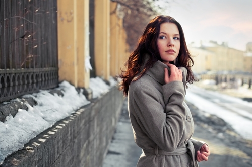 Young woman outside winter time