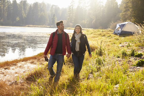 Couple in nature holding hands