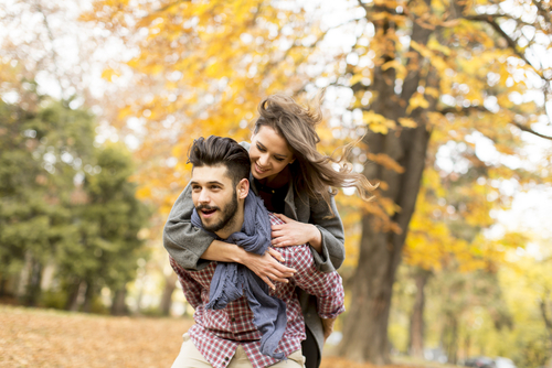 Young couple in the woods