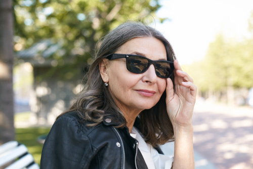 Older woman wearing trendy sunglasses
