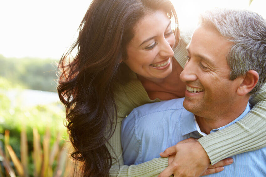 Loving couple in the countryside